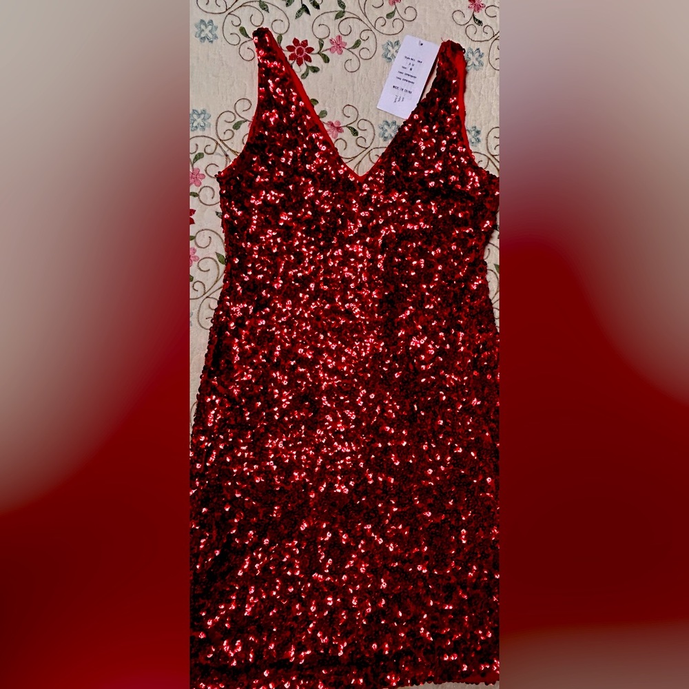 PrettyGuide - 20s vintage-inspired gleaming sequins flattering look.  Size S.